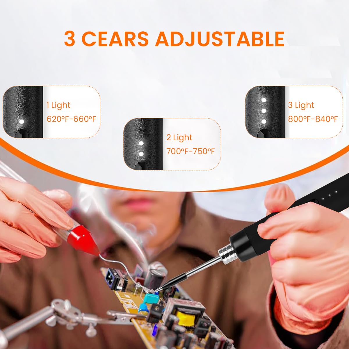 Serplex Cordless Soldering Iron Pen Kit 3 Adjustable Temperature Electric Soldering Iron Pen Set with Soldering Iron Stand, USB Cable & Storage Case Soldering Iron Pen for Electronics Repaired Usages Serplex Cordless Soldering Iron Pen Kit 3 Adjustable Temperature Electric Soldering Iron Pen Set with Soldering Iron Stand, USB Cable & Storage Case Soldering Iron Pen for Electronics Repaired Usages